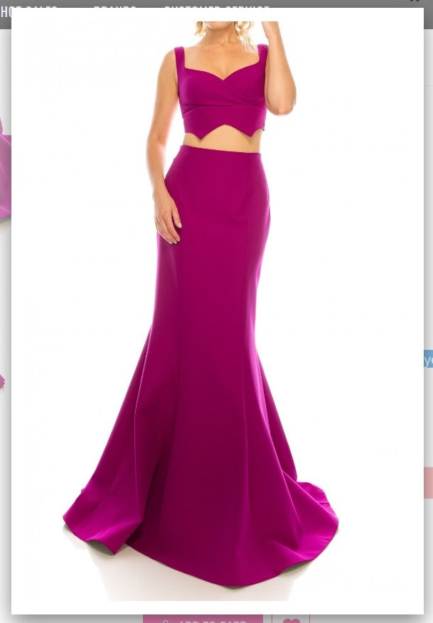 Odrella 8245 Magenta Crepe Twill 2 Piece Evening Gown Odrella