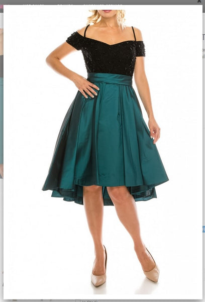 Odrella 9134 Teal Embellished Lace & Taffeta Party Dress Ordella