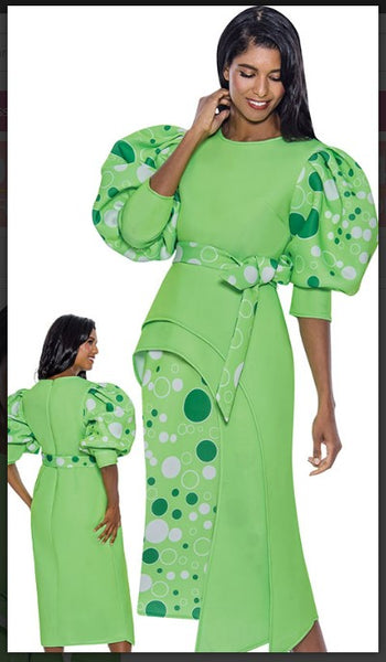 Stellar Looks 1472 3/4 Inch Sleeve Designer Dress.  Asymmetric Style Dress Stellar Looks