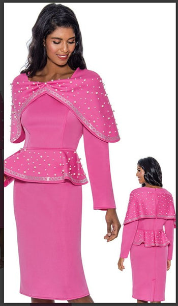 Stellar Looks 1701 Designer Church Suit Long Sleeves Crystals On The Cape Collar Stellar Looks