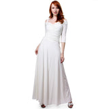 Evanese Women's Elegant Slip On Long Formal Evening Dress with 3/4 Sleeves - Jazmine & Yazmine Designer Boutique