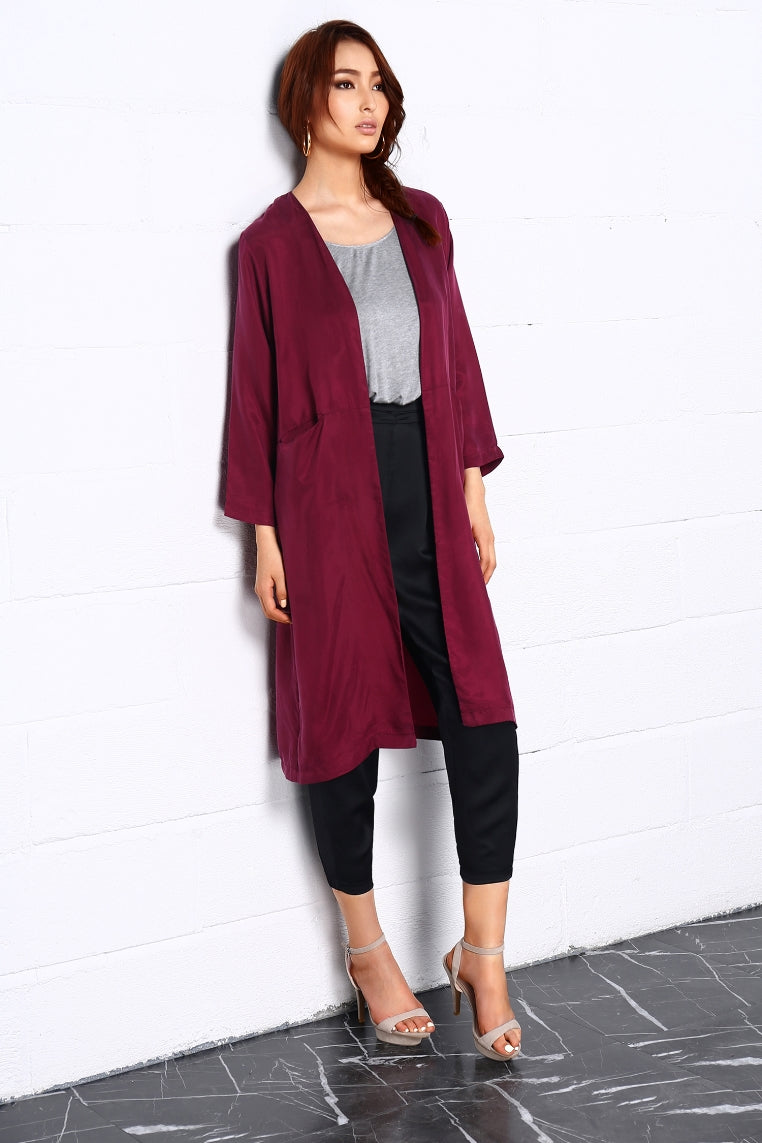 Night Dance Long Coat In Red - Jazmine & Yazmine Designer Boutique