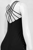 Cachet 56799  V-Neck Sleeveless Embellished String Back Zipper Back Jersey Dress Cachet