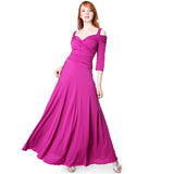 Evanese Women's Elegant Slip On Long Formal Evening Dress with 3/4 Sleeves - Jazmine & Yazmine Designer Boutique