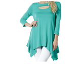 Women's Sexy Peep Front Long Sleeve Blouse Made in USA - Jazmine & Yazmine Designer Boutique