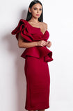 Red Ankle Length Cocktail Dress - Jazmine & Yazmine Designer Boutique