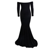 Plain Black Off Shoulder Gown - Jazmine & Yazmine Designer Boutique