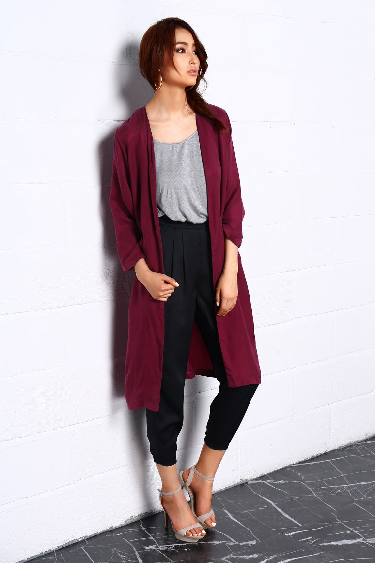 Night Dance Long Coat In Red - Jazmine & Yazmine Designer Boutique