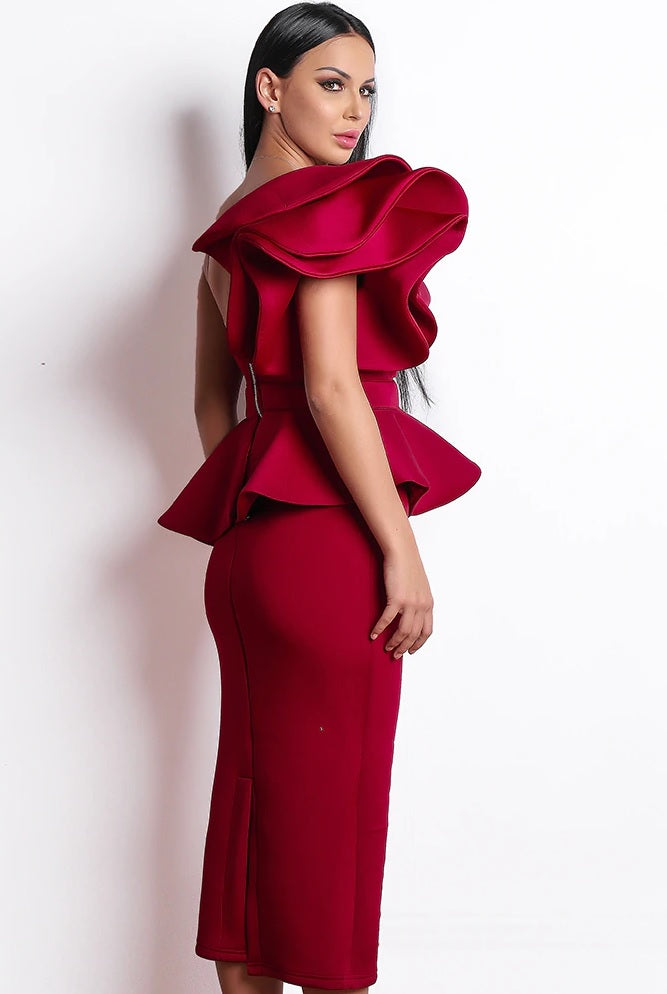 Red Ankle Length Cocktail Dress - Jazmine & Yazmine Designer Boutique