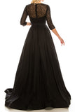 Ordella 1026 Black Embellished Mesh & Taffeta A-Line Evening Gown Ordella