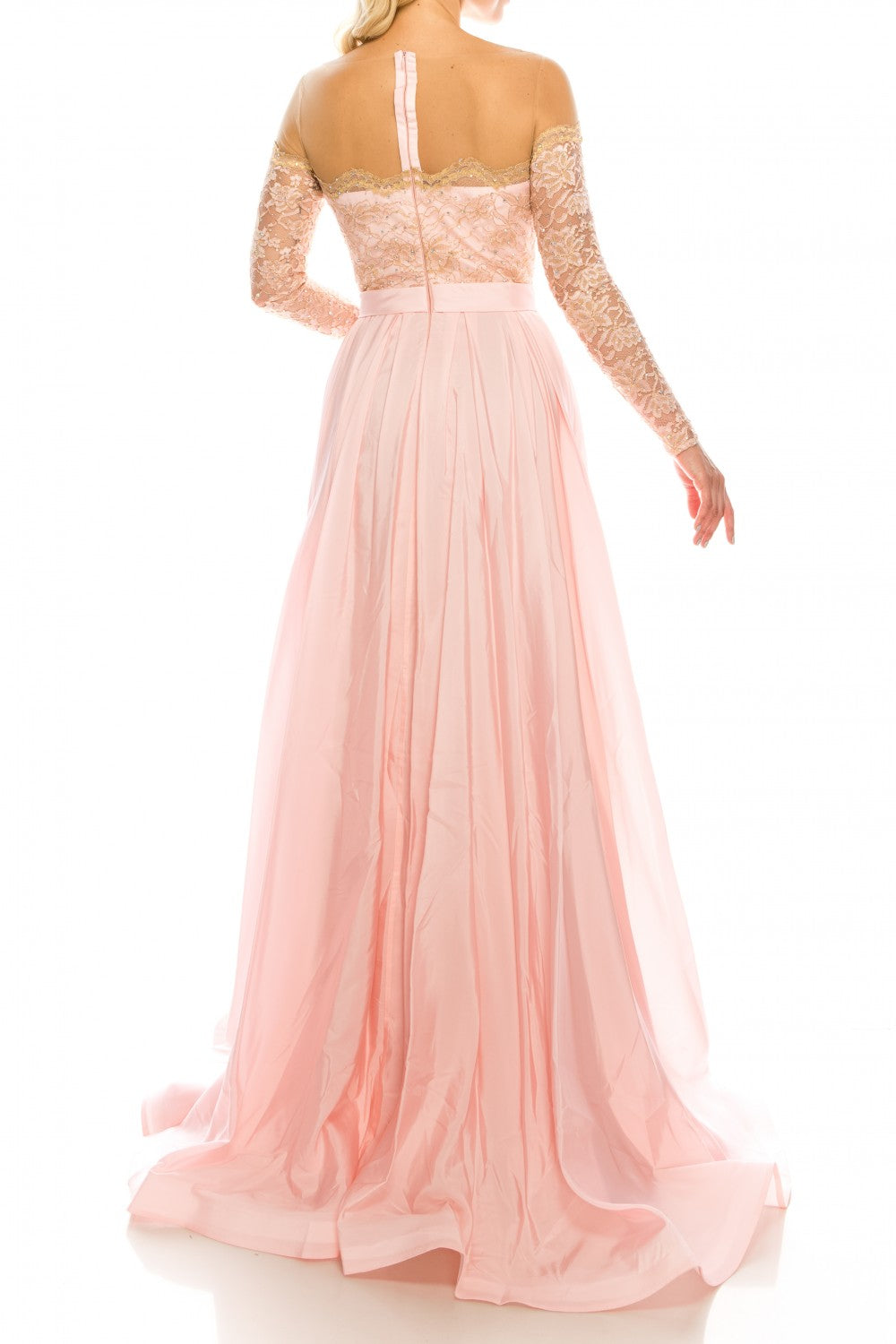 Odrella 4514 Pink Embellished Lace & Taffeta A-Line Evening Gown Odrella