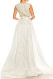 Odrella 4747 White Glittered A-Line Evening Gown with Side Pockets Odrella